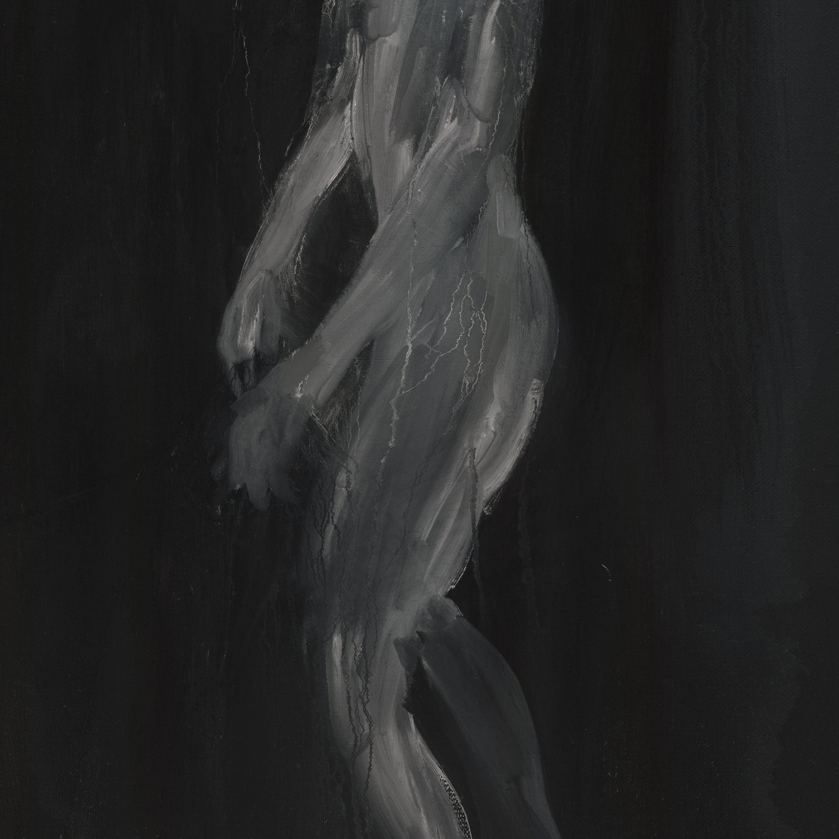 Black and white abstract painting on a dark background In the black – Bold Abstract Canvas Wall Art | Large Luxury Print | Brume Art