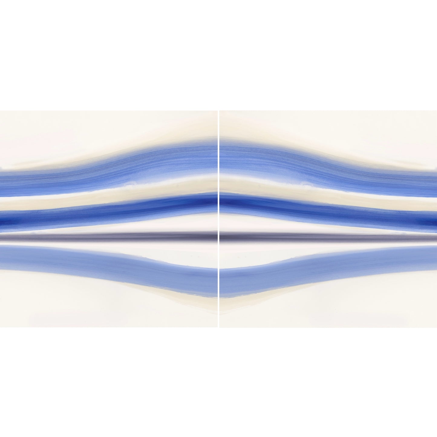 Two side-by-side images of blue wavy lines on a white background Blue Stripes – Abstract Diptych Canvas Art | Large Luxury Wall Print | Brume Art