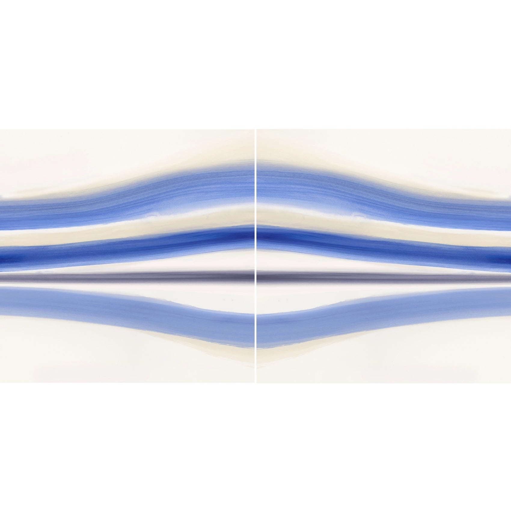 Two side-by-side images of blue wavy lines on a white background Blue Stripes – Abstract Diptych Canvas Art | Large Luxury Wall Print | Brume Art